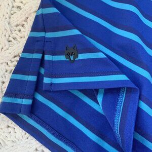 Greyson Golf Polo‎ Shirt Size Large The Vintage Club Stripes Blue Wolf Logo Peru
